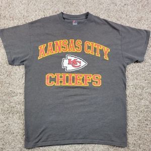 Kansas City Chiefs Majestic T Shirt Adult Medium Gray Short Sleeve